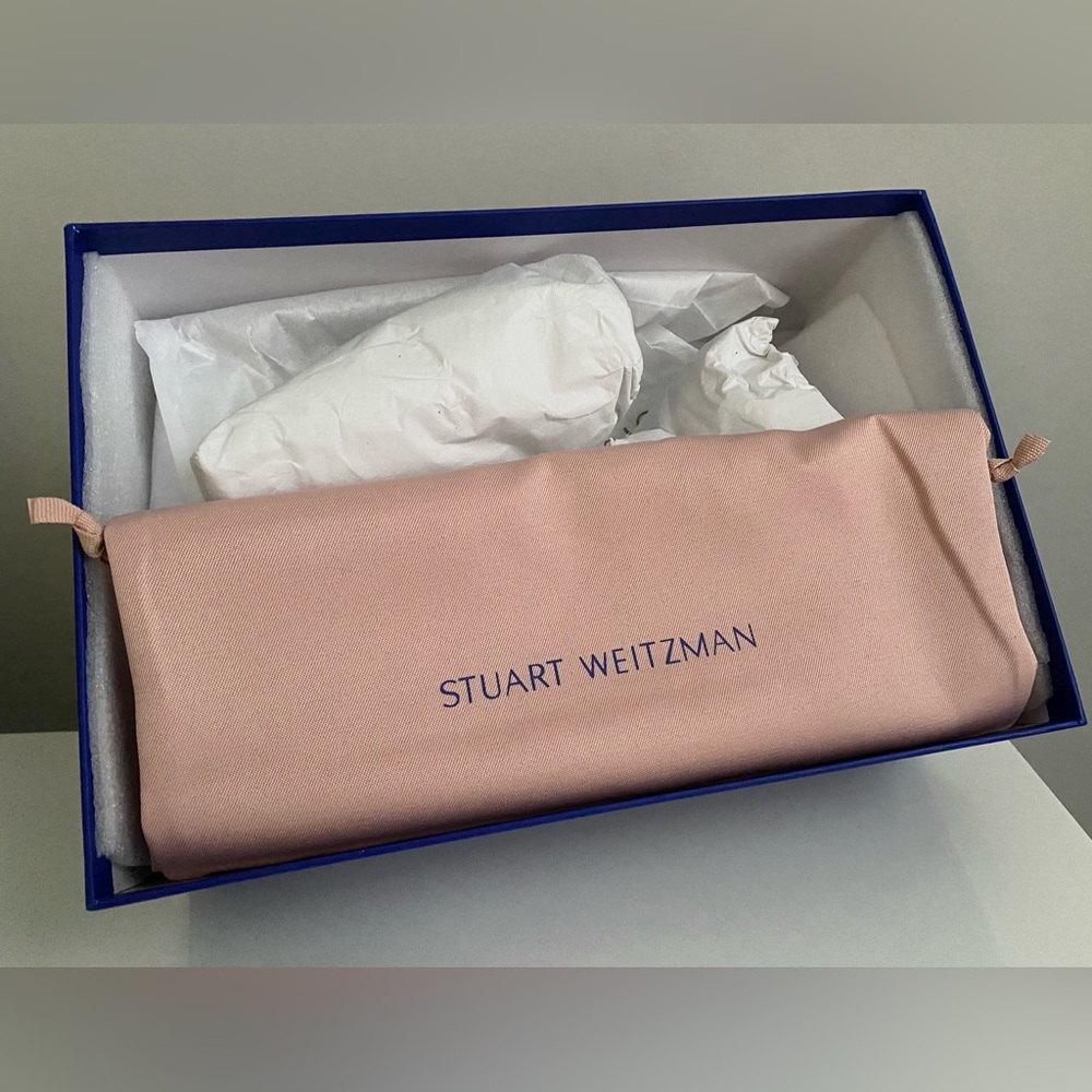 $450 STUART WEITZMAN Grecian Buckle Wedge White Leather Sandals Sz 36.5 6 B NEW - Picture 12 of 15